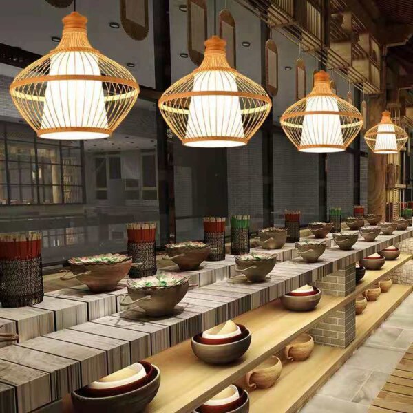 E27/E26 Bamboo Woven Lantern Pendant Light - 图片 2