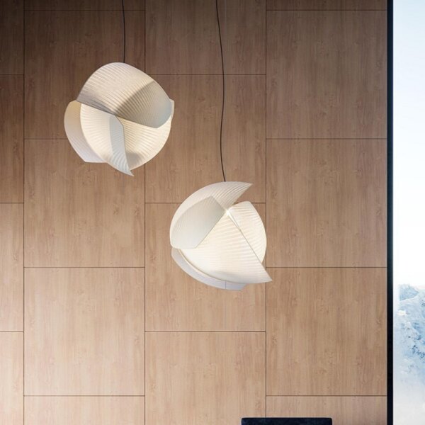 D60CM Fan-Shaped Silk Pendant Light