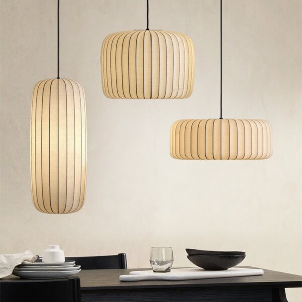 H25cm Lantern Silk Pendant Light - 图片 2