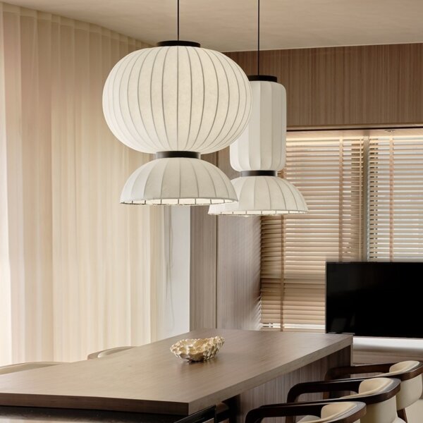 D50cm Bubble White Silk Pendant Light - 图片 2