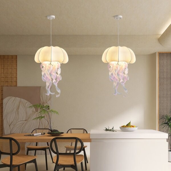 D50cm Jellyfish Silk Pendant Light - 图片 2