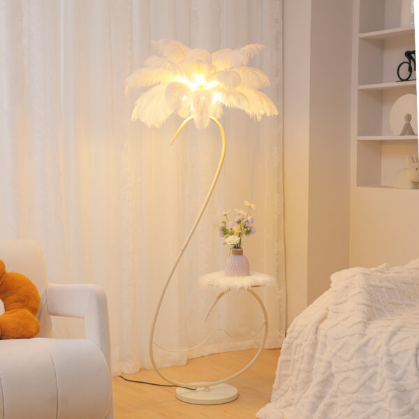 H160CM S-Shaped Colorful Feather LED Floor Light - 图片 2