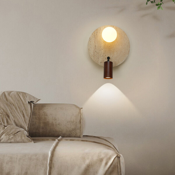 G9 Wood Glass Yellow Stone Wall Lamp - 图片 2