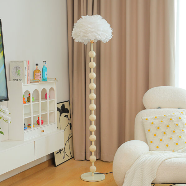 H160cm Gold Feather Floor Lamp - 图片 2