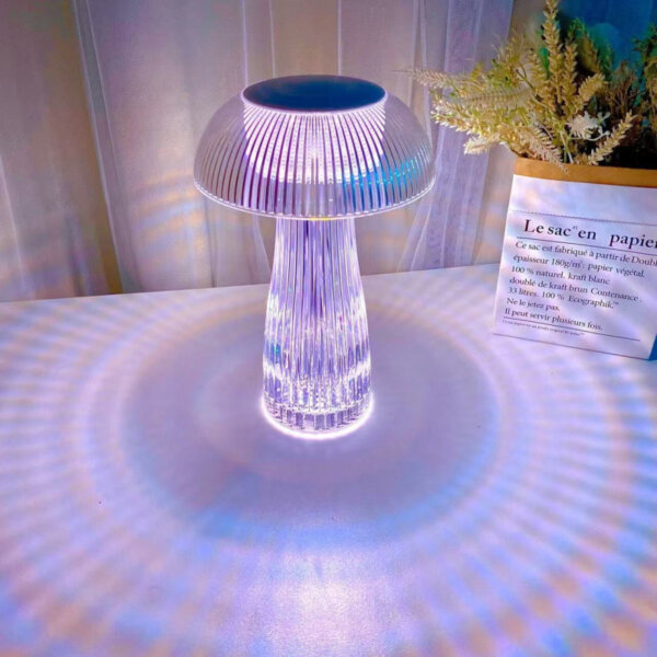 USB Transparent Crystal Jellyfish LED Table Lamp - 图片 2