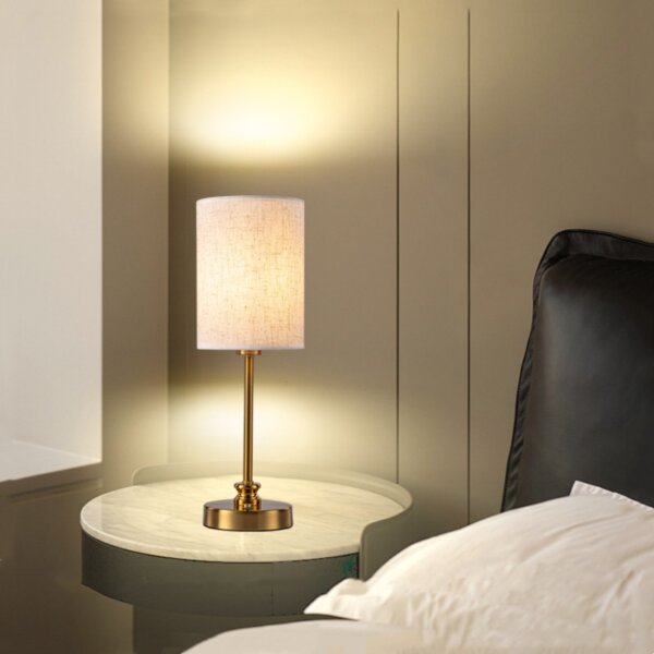 H37cm Fabric Antique Brass Table Lamp - 图片 2