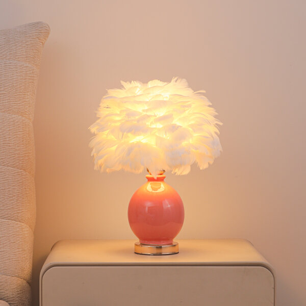 H40cm Colourful Ceramic Feather Table Light - 图片 2