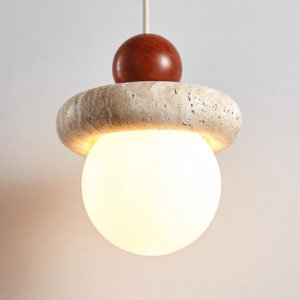 H22CM Ball Yellow Travertine Pendant Light