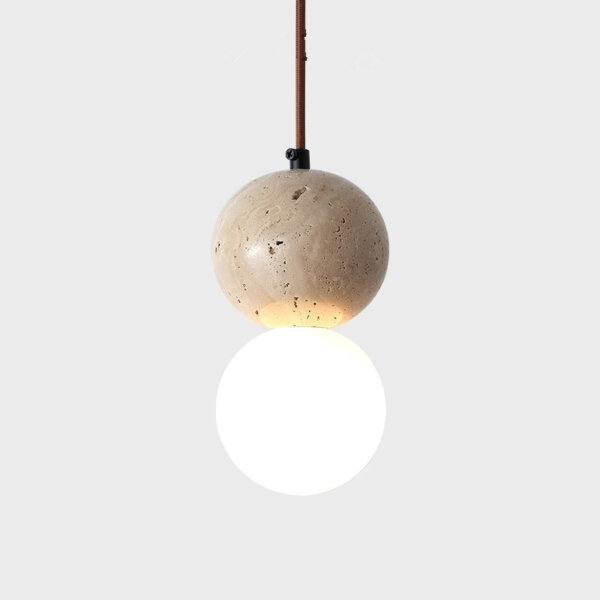 D10cm LED Ball Yellow Travertine Pendant Lamp - 图片 2