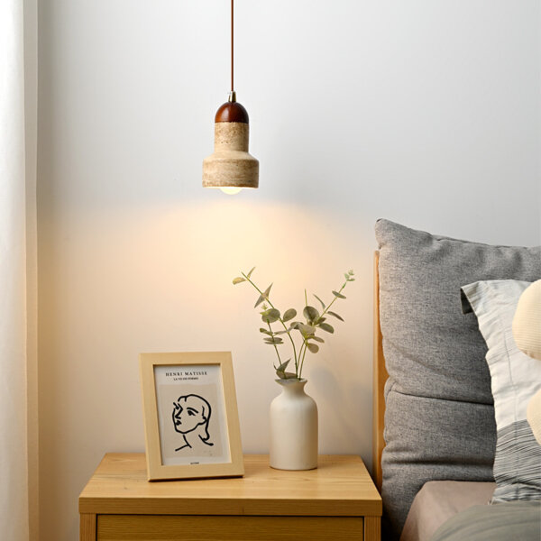 H18cm Natural Stone LED Pendant Lamp - 图片 2
