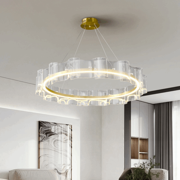 D100CM Silicone Wave Acrylic Pendant Light - 图片 2