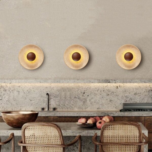 D25cm Natural Stone Wall Light - 图片 2