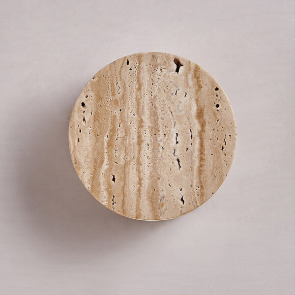 D10cm Yellow Travertine Round LED Wall Light - 图片 2