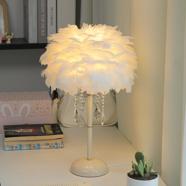 H48CM Hardware Feather Table Lamp - 图片 2