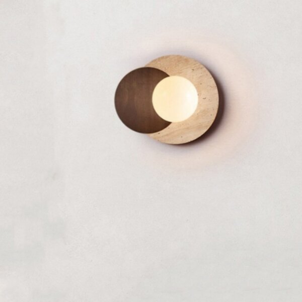 D30cm Round Travertine Wall Lamp - 图片 2
