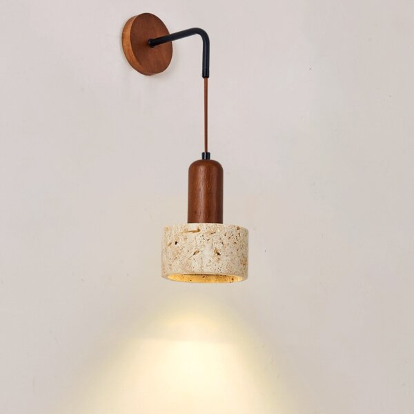E27/E26 Yellow Travertine Wood Wall Lamp
