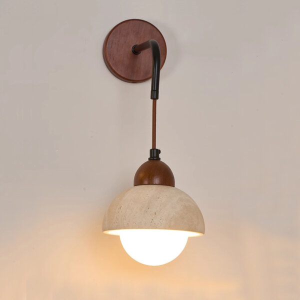 D15cm Natural Stone Ball Wall Light - 图片 2
