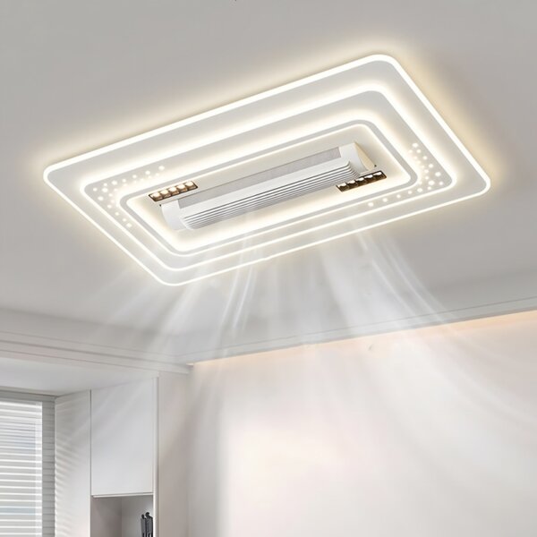 Metal White Bladeless Ceiling Fan Light - 图片 2
