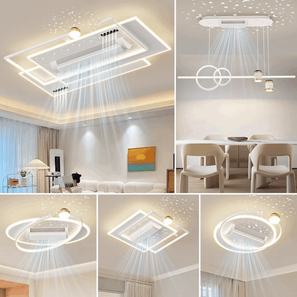 White Black Metal LED Ceiling Fan Light - 图片 2