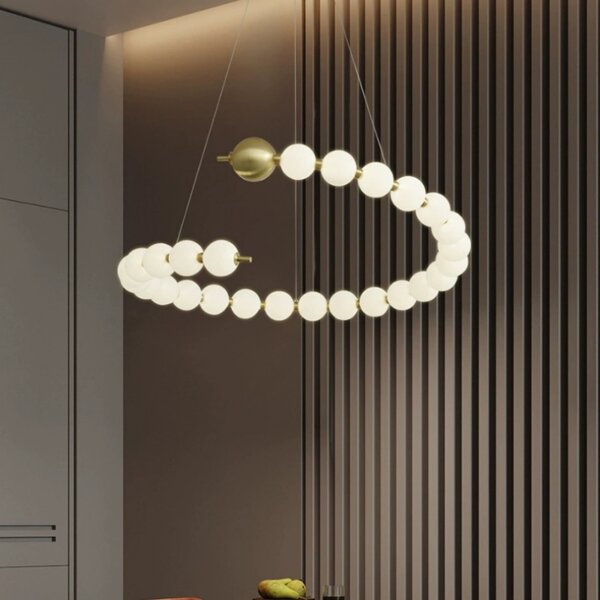 15-30 Heads PE Ball Copper Pendant Light - 图片 2