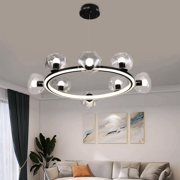 Black Aluminum Silicone LED Pendant Light - 图片 2