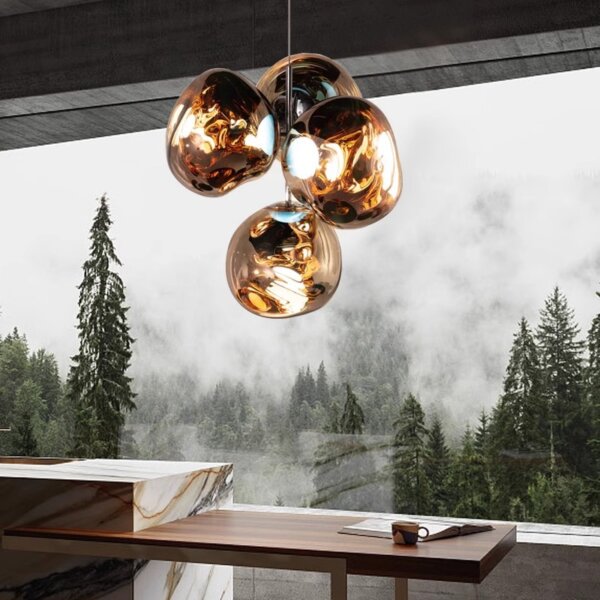 4 Heads Globe Lava Acrylic Pendant Light - 图片 2