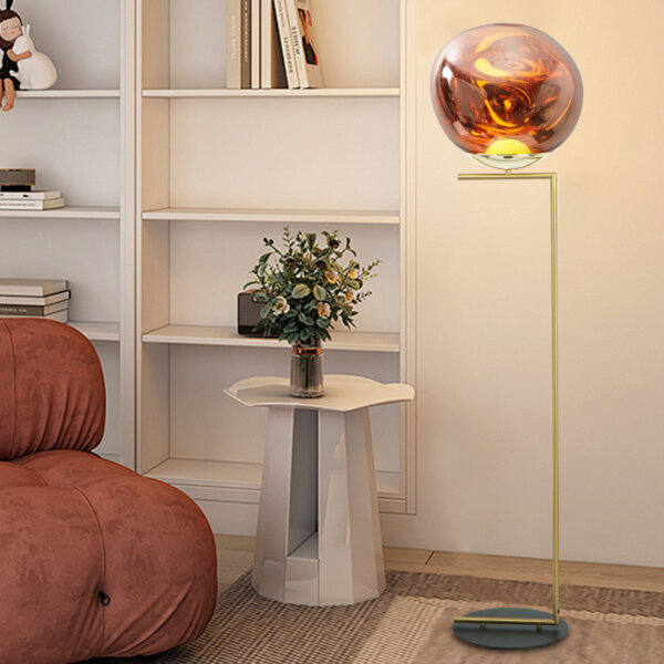 E27/E26 Lava Acrylic Gold Floor Light - 图片 2