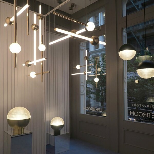 Gold White Iron Linear Pendant Lamp - 图片 4