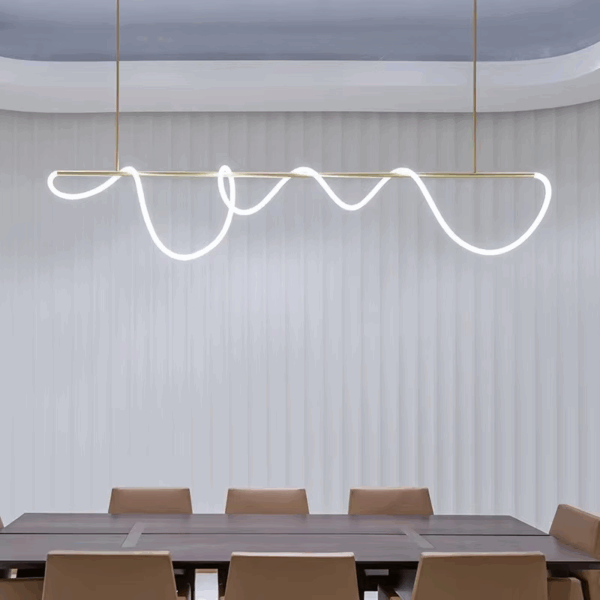 Gold White Linear Art Pendant Lamp - 图片 2