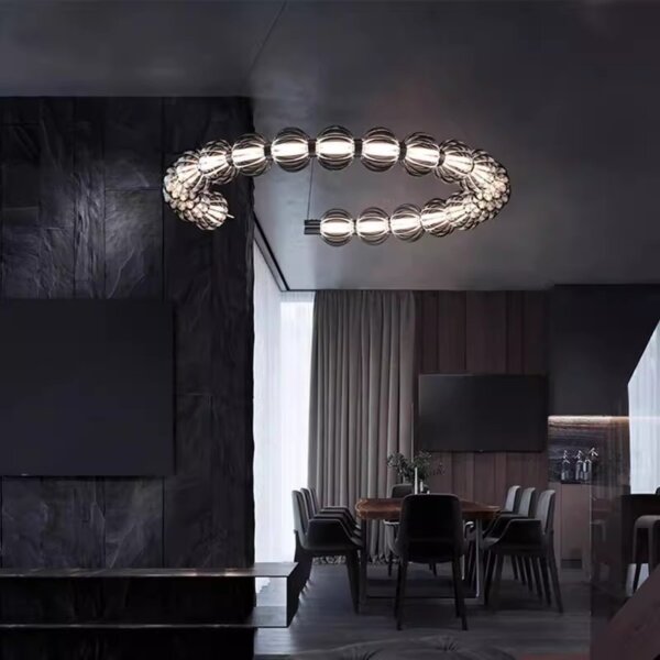 Aluminum Black Glass Round Pendant Lamp - 图片 2