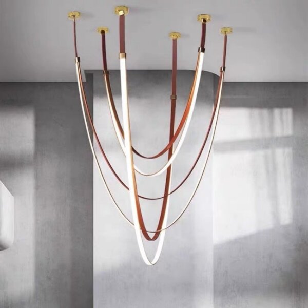 Leather Silicone Linear Pendant Light - 图片 2