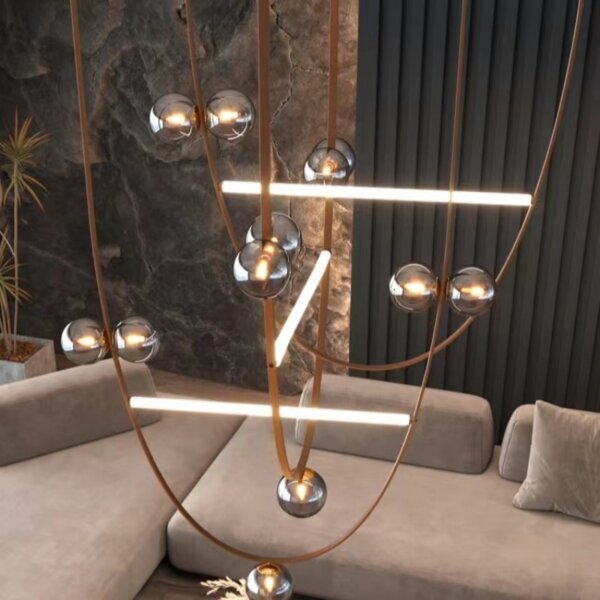 G9 Leather Glass Ball Pendant Lamp - 图片 2