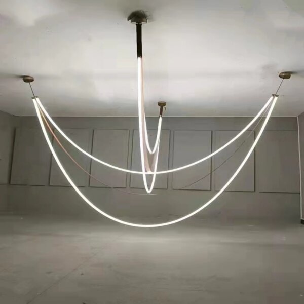 Brown White Leather Silicone Pendant Light - 图片 2