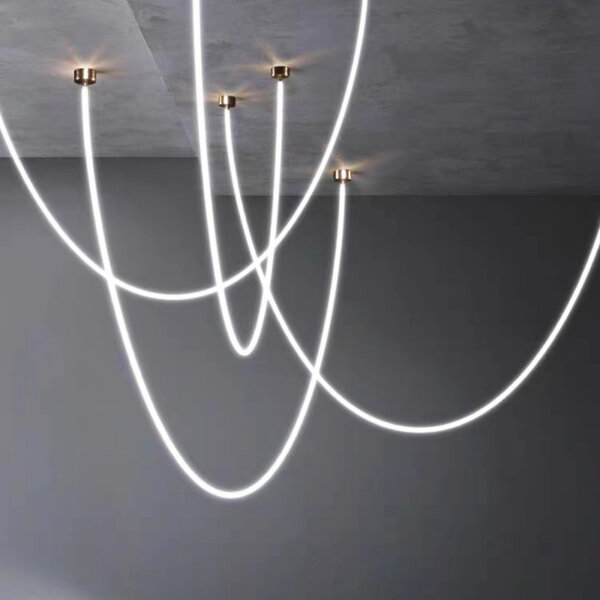 Long Strip Linear White Pendant Light - 图片 2