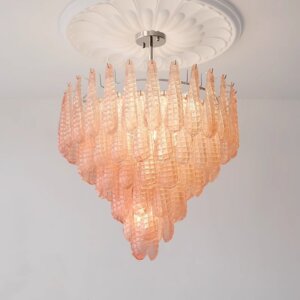 E14/E12 Transparent Pink Glass Pendant Lamp