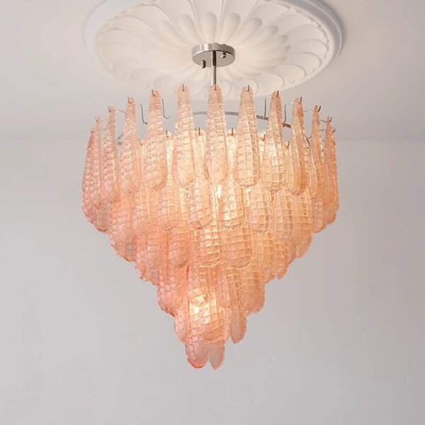 E14/E12 Transparent Pink Glass Pendant Lamp