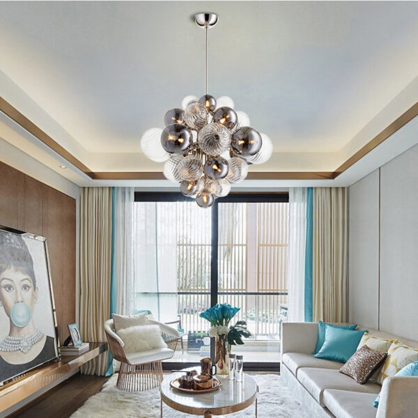 G9 Silver Glass Iron Pendant Light - 图片 2