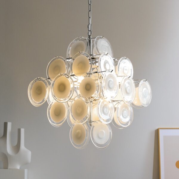 6 Heads White Glass Iron Pendant Light - 图片 2