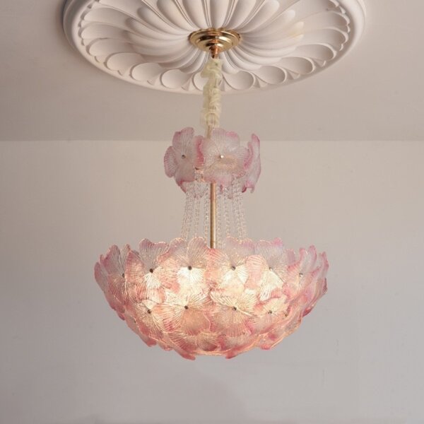 12-16 Heads Pink Clear Glass Pendant Light - 图片 2