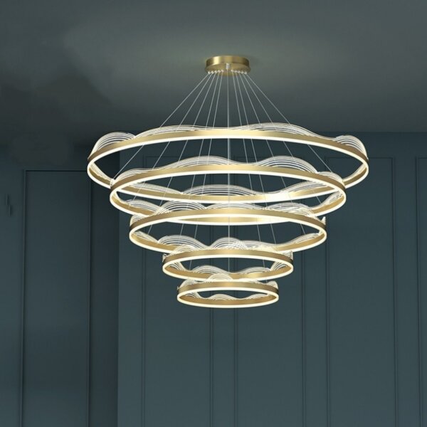D120CM Golden Wave Acrylic Pendant Light - 图片 3