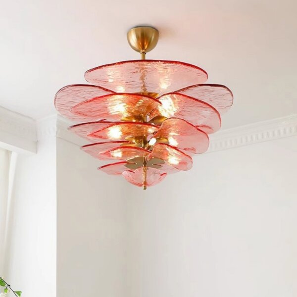 E14 Amber Pink Glass Pendant Light - 图片 2
