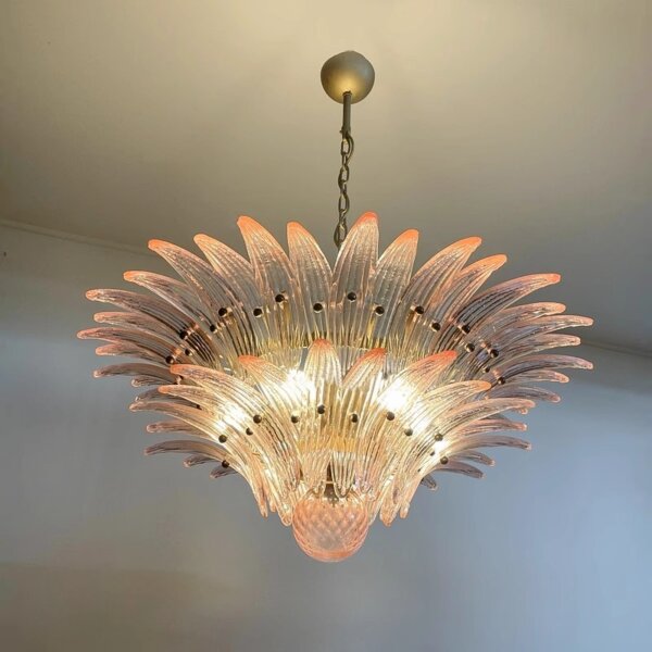 Amber Clear Pink White Glass Pendant Lamp - 图片 3