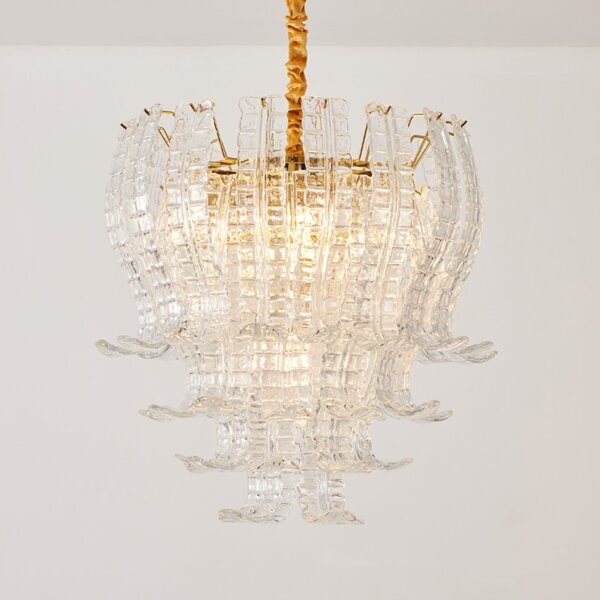 7-13 Heads Pink Clear Glass Pendant Light - 图片 2