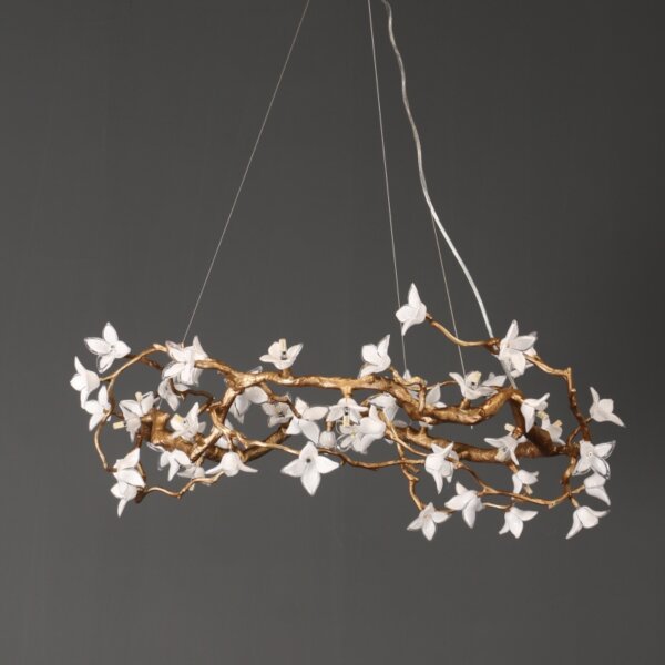 H40CM Flower Brass Tree Branch Chandelier - 图片 2