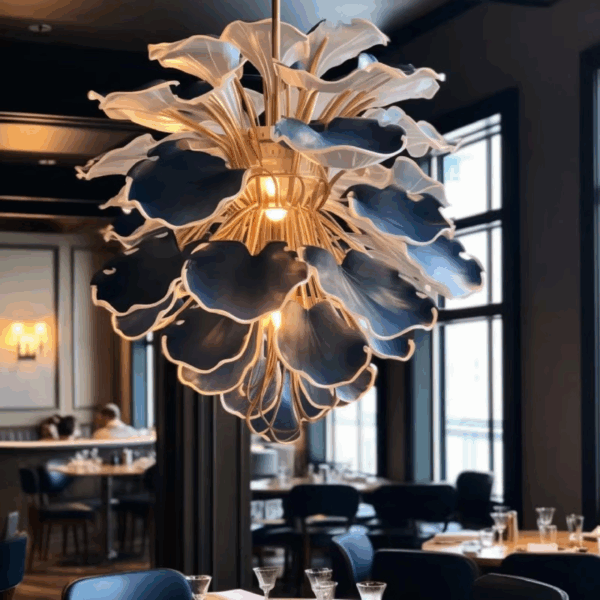 Gold Transparent Red Pink Custom Flower Glass Chandelier - 图片 2