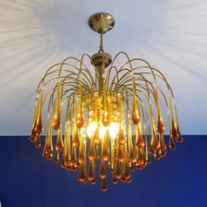 E14 Iron Water Drop Glass Pendant Lamp