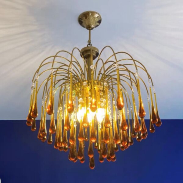 E14 Iron Water Drop Glass Pendant Lamp
