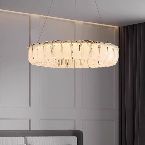 18-68 Heads Round White Glass Pendant Lamp - 图片 2