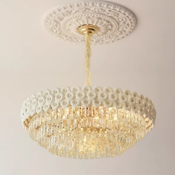 E14 Iron Ceramic Crystal Pendant Lamp - 图片 2