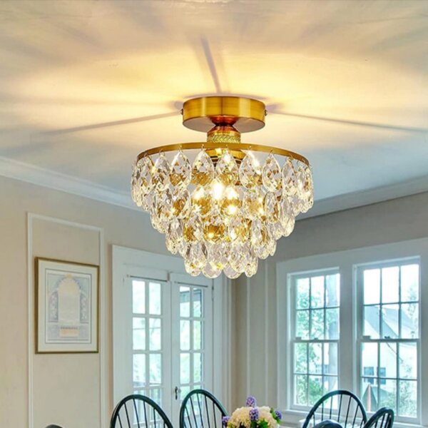 D30cm Crystal Gold Black Ceiling Lamp - 图片 3